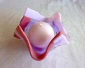 Glass Votive Candle Holder in Pink and Lavender Weave
