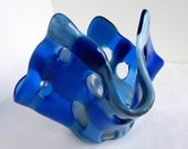 Glass Votive Candle Holder in Blues