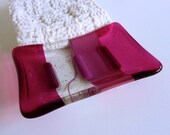Cranberry and Pink Glass Soap Dish