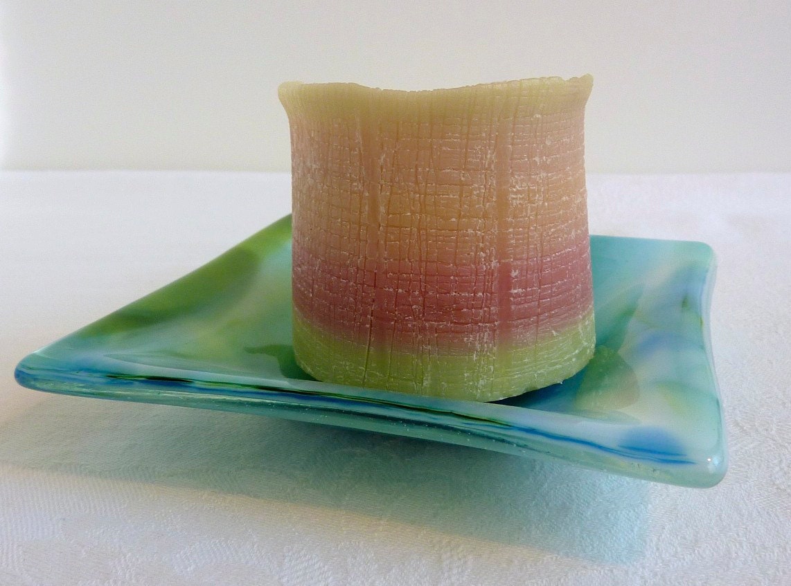Blue and Green Streaky Glass Dish