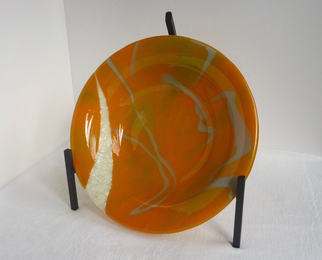 Fused Glass Bowl in Dusky Orange