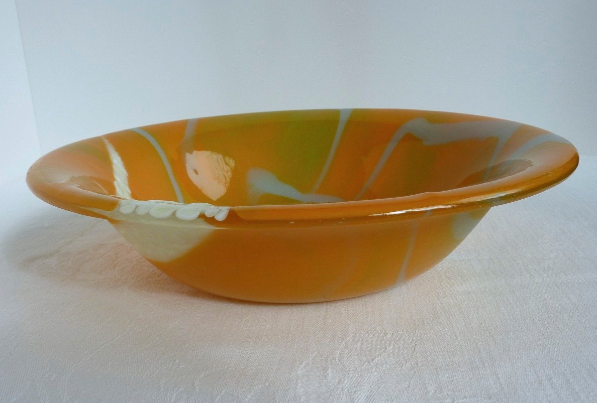 Fused Glass Bowl in Dusky Orange