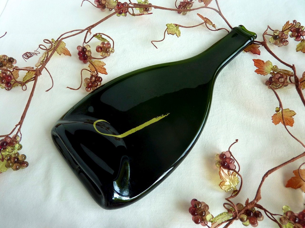 Thanksgiving Sale - Slumped Glass J Champagne Bottle Cheese Plate