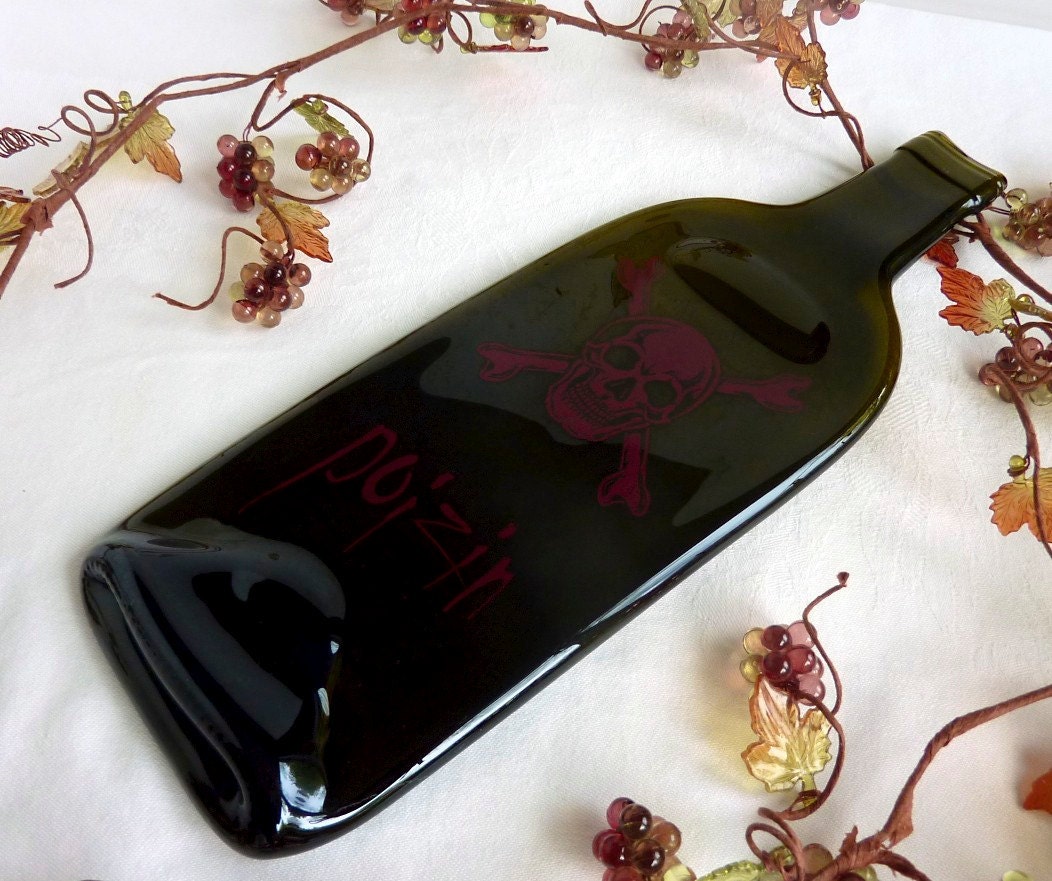 Slumped Poizin Wine Bottle Spoonrest or Candle Plate