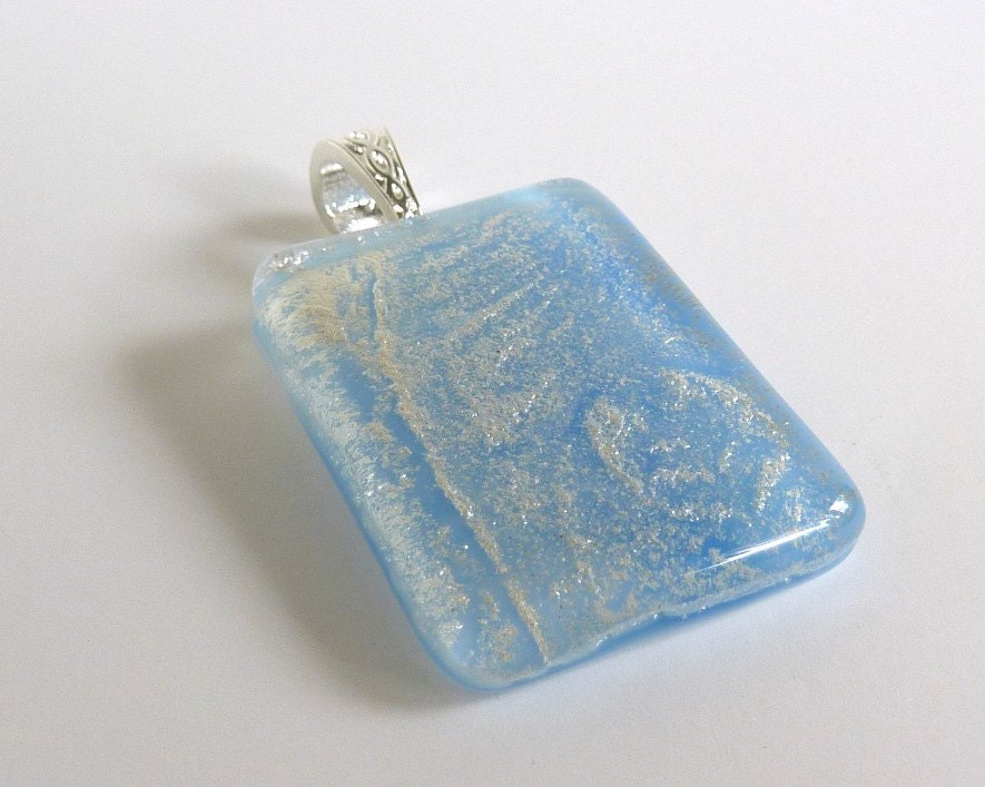 Pale Blue and Silver Glass Pendant