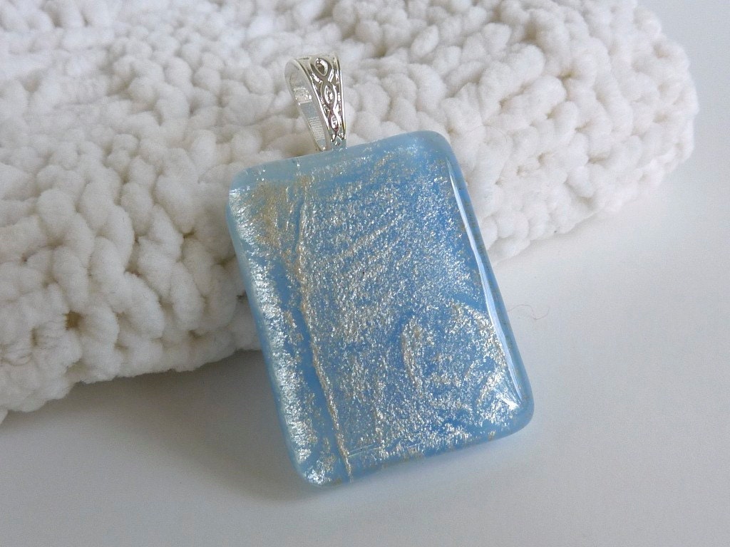 Pale Blue and Silver Glass Pendant