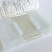 Glass Soap Dish in Streaky White and Silver