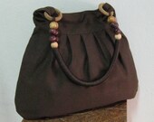 Sale - Choco Brown Canvas Bag with Rope Beads Strap - Shoulder bag, Messenger bag, Tote, Travel bag, Women