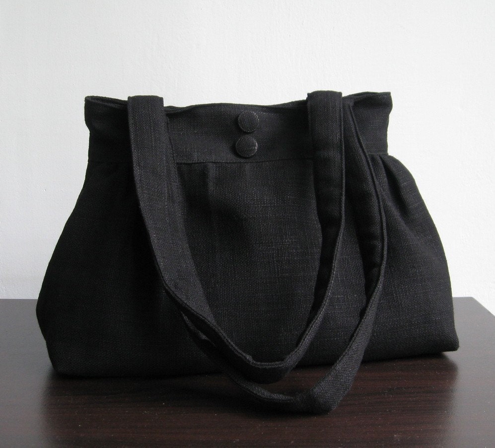Sale - Black Hemp/Cotton Purse, Shoulder bag, Diaper bag, Messenger bag, Tote, Travel bag, Women