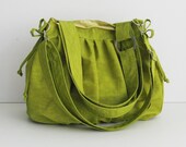 Sale  - Water Resistant Nylon Pumpkin Bag in Apple Green - Shoulder bag, Diaper bag, Messenger, Tote, Travel, Women