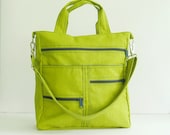 Sale - Apple Green Water-Resistant Nylon Bag - Shoulder bag, Diaper bag, Messenger bag, Tote, Travel bag, Women - MELISSA