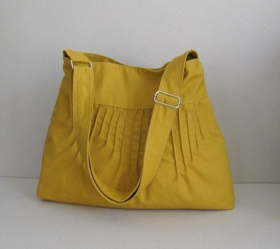 Mustard Canvas Lines Multi-Purpose Bag with Extra Pockets and Adjustable Strap