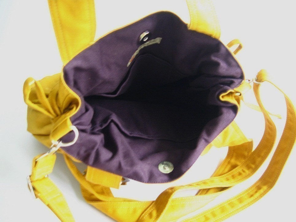 Sale - Mustard Canvas Pumpkin Bag, shoulder bag, tote, purse, cross body bag, stylish, unique