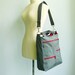 Sale - Grey Water-Resistant Nylon Bag, tote, shoulder bag, messenger, school bag - Melissa