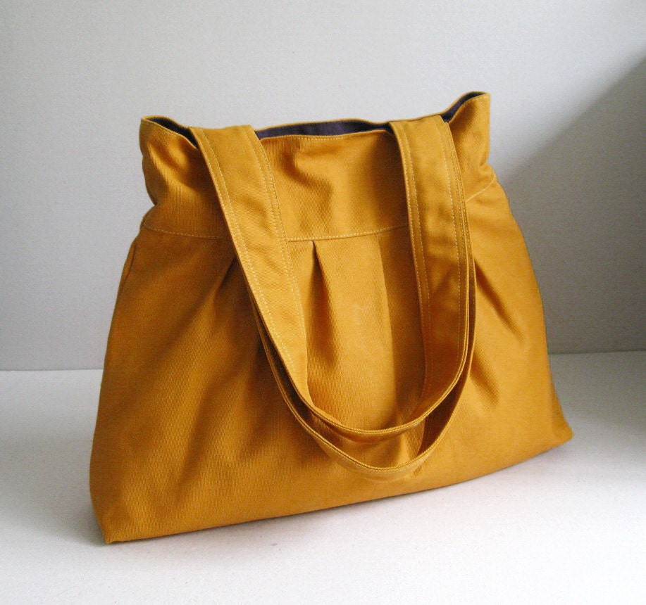 Sale - Mustard Canvas Bag - purse, tote, shoulder bag, diaper bag, double straps - APRIL
