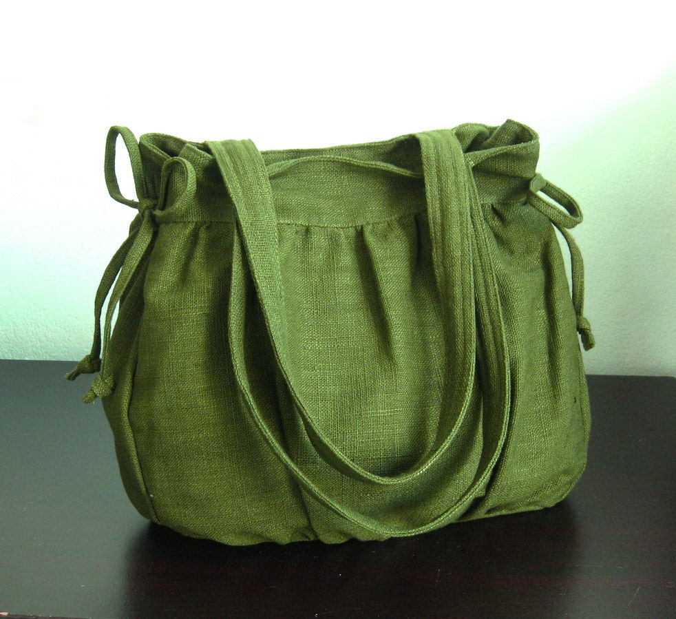 Sale - Forest Green Hemp/Cotton Bag, purse, tote, everyday bag, work bag, shoulder bag, teens,women - Gail