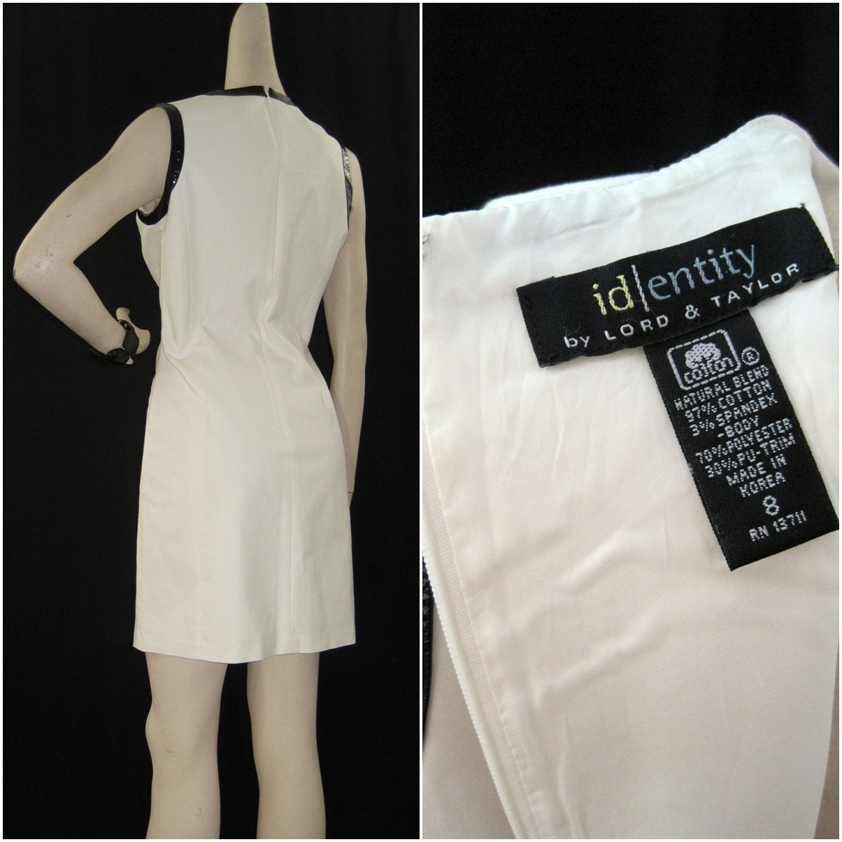 90s Does 60s Dress MOD Black and White Mini Shift Go-go M