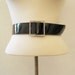 70s Belt Vintage Black Patent with Rhinestone Buckle L XL