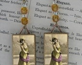 BELLY DANCER bellydancer MATA HARI vintage portrait BEADED EARRINGS