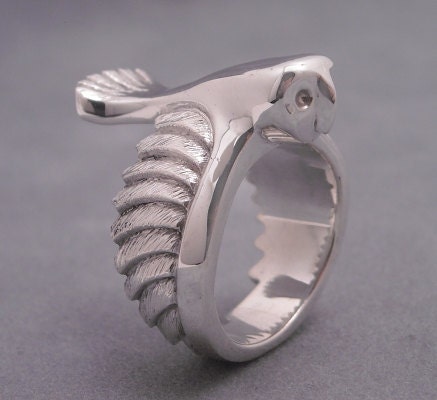 Barn owl ring - sterling silver