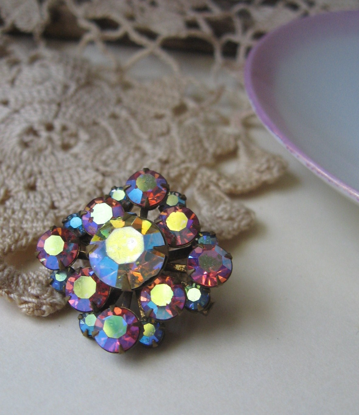 antique aurora borealis brooch