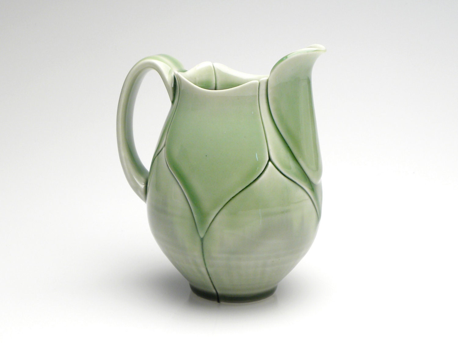 Olive Green Mini Pitcher for Cream or Syrup Lotus Style