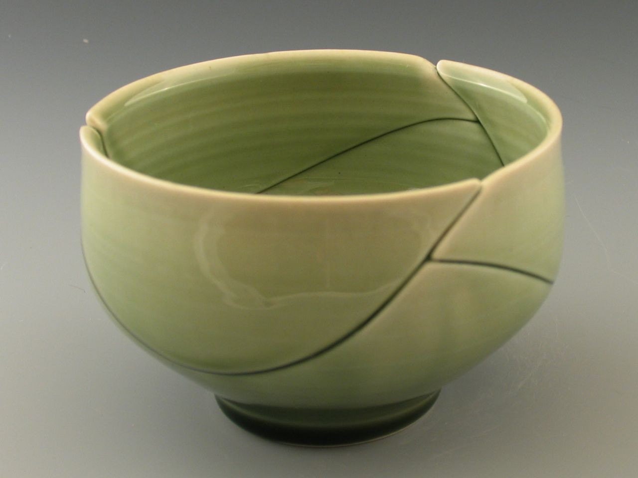 Sage Green Leaf Pattern Bowl Free Shipping