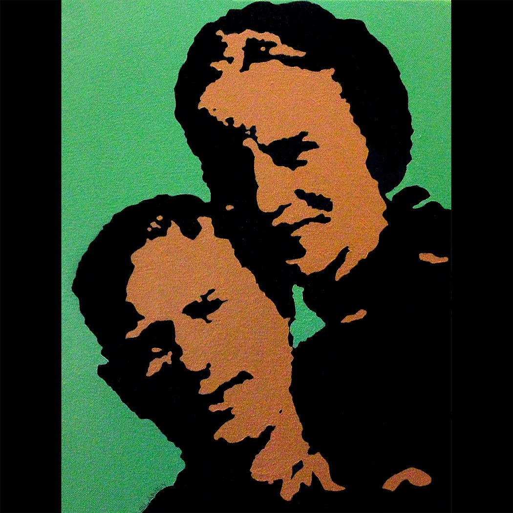 Bonnie and Clyde pop art style portrait painitng