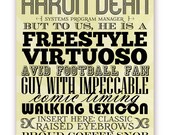 Office Farewell Gift for Colleague or Boss - Typography Describing Traits - 11 X 14, Yellow