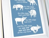 11 X 14 Modern Print of This Little Piggy Nursery Rhyme