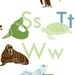 Modern Alphabet Print 11 X 14 Featuring Animal Silhouette Shapes with Names