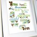 English Numbers Poster 8 X 10 with Animals, Dark Green/Light Green/Blue/Brown
