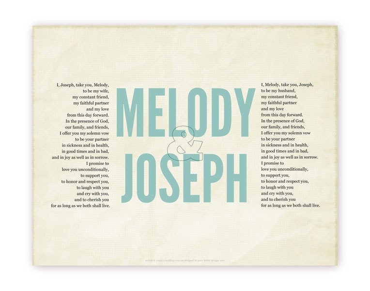 Custom Listing with Priority Mail Shipping - Personalized Wedding Vows Poster