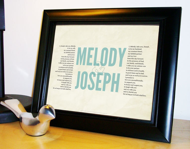 Personalized Wedding Vows Poster - Wedding Gift, Engagement or Anniversary