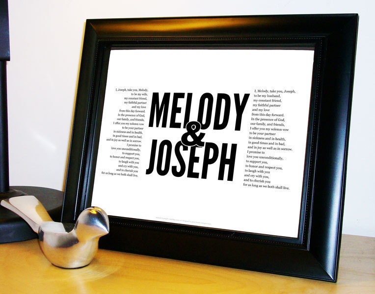Personalized Wedding Vows Poster - Wedding Gift, Engagement or Anniversary