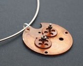 Guitar String Steampunk Jewelry- Copper Clock Part Industrial Necklace