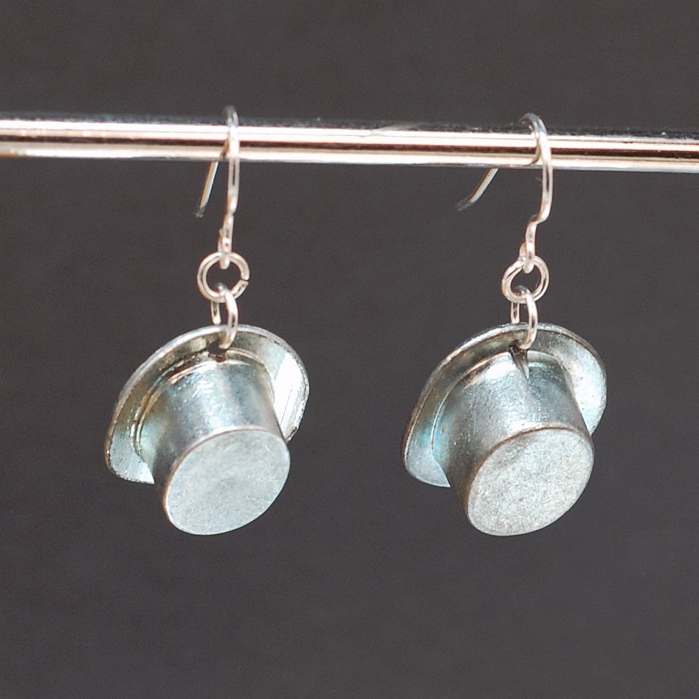 Monopoly Jewelry- Upcycled Top Hat Earrings