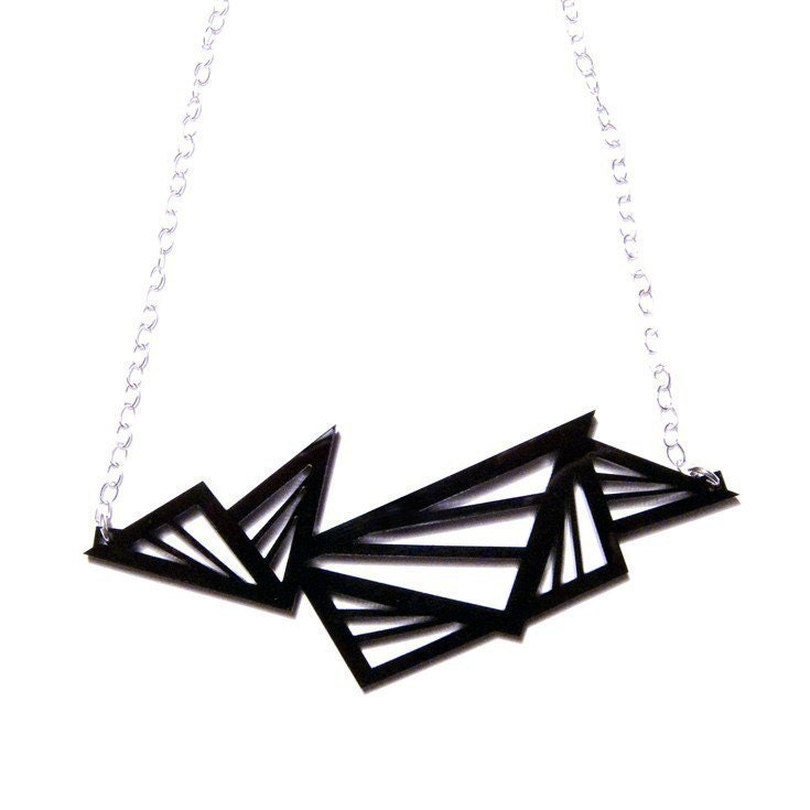 geometric abstraction triangle wide acrylic necklace