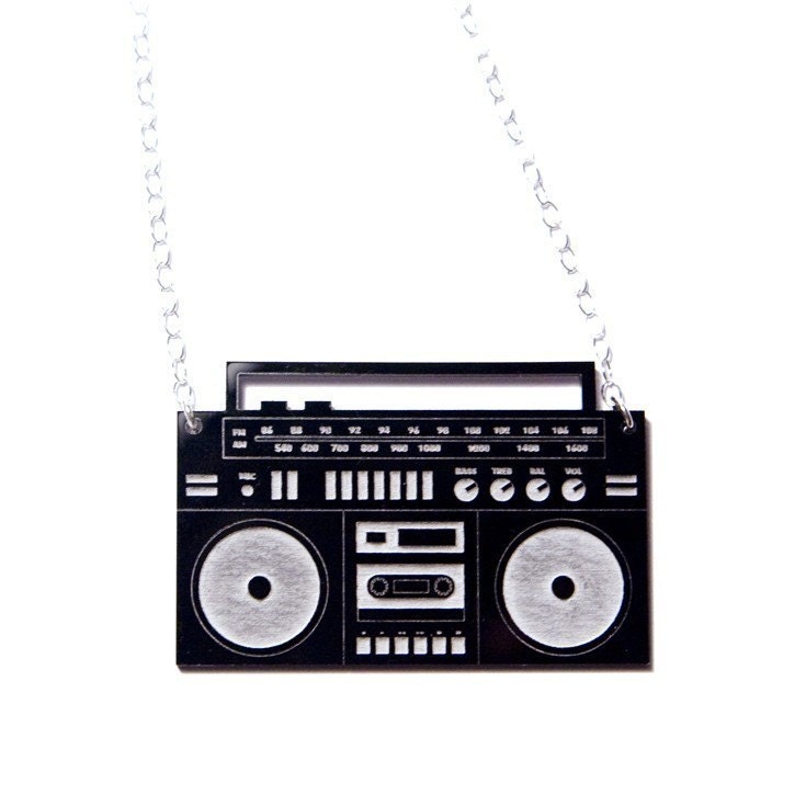 boombox ghetto blaster acrylic necklace