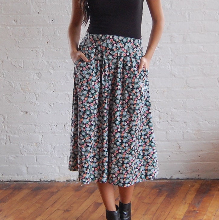 black floral midi skirt (m/l)