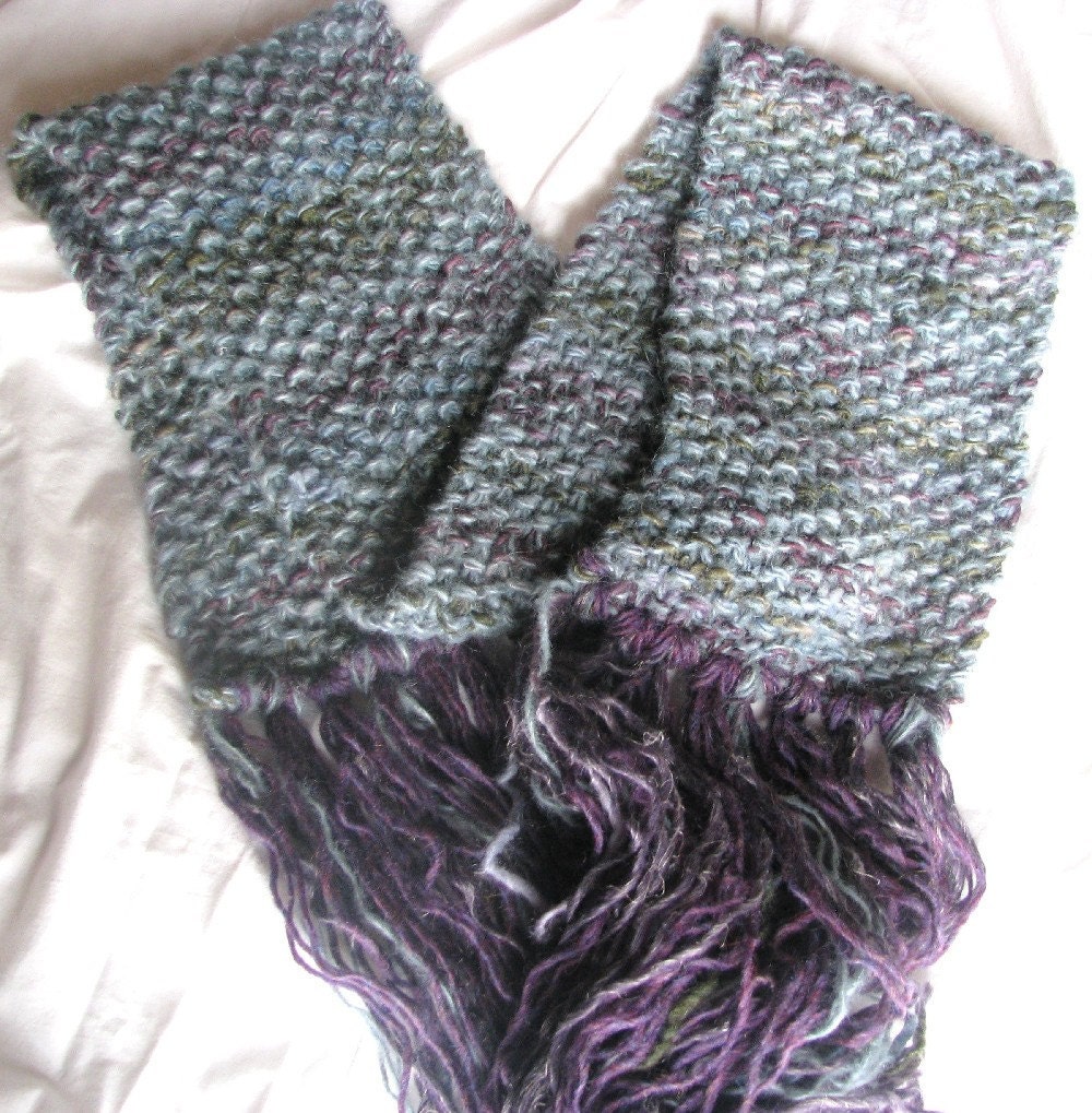 Sea Fog Hand Knitted Long Soft Warm Merino and Alpaca Wraparound Scarf