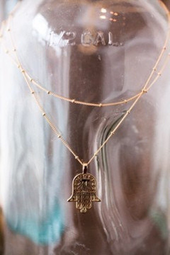 Double Chain Hamsa Necklace