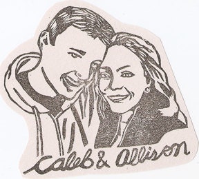 Custom / couple portrait / handcarved rubber stamp/ with names