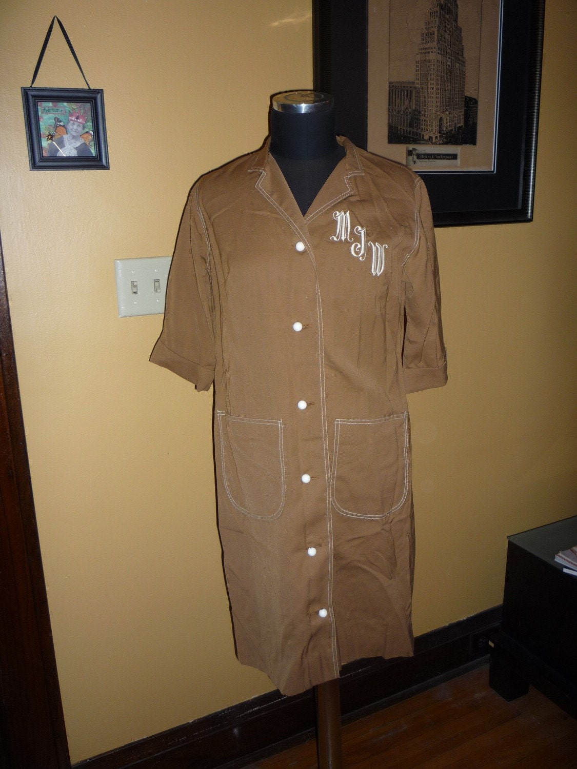 Vintage Monogrammed Diner Waitress Style Dress
