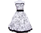 Custom in Your size White Floral Vintage Inspired Party Dress