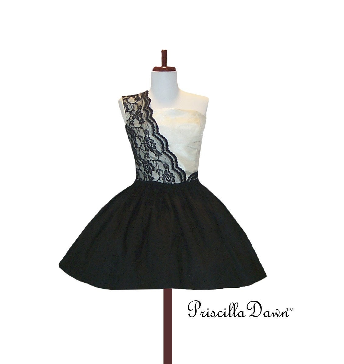 CUSTOM in YOUR size Sassy Sugar Wedding Prom Dress Black and Cream