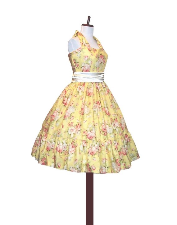 Custom in your size Yellow Floral Pretty Pop Dress