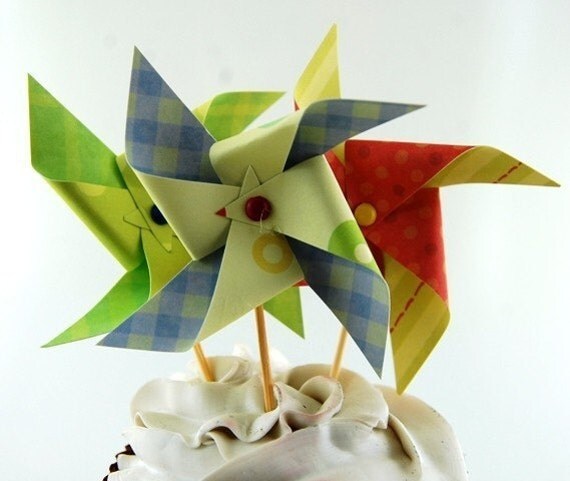 Baby Boy Pinwheel Cupcake Toppers Set of 12 Il_570xn