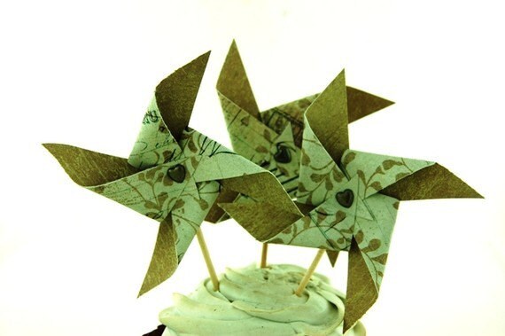 OH LA LA French Script 12 Pinwheel Cupcake Toppers Il_570xn