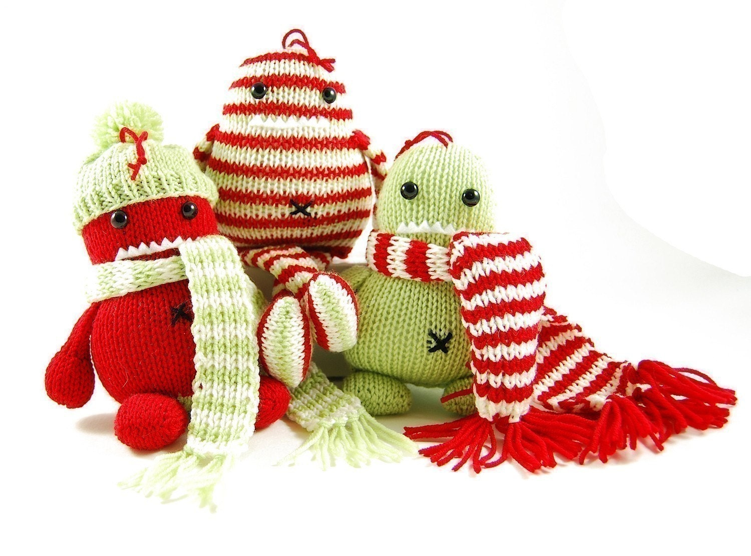 Holly Ivy and Steve Three Christmas Hooligans Ornament Knitting Pattern Pdf INSTANT DOWNLOAD